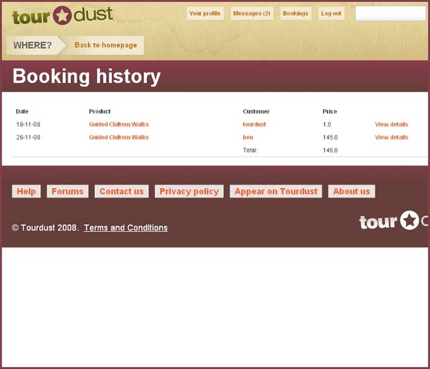 Booking Details are available on the booking page